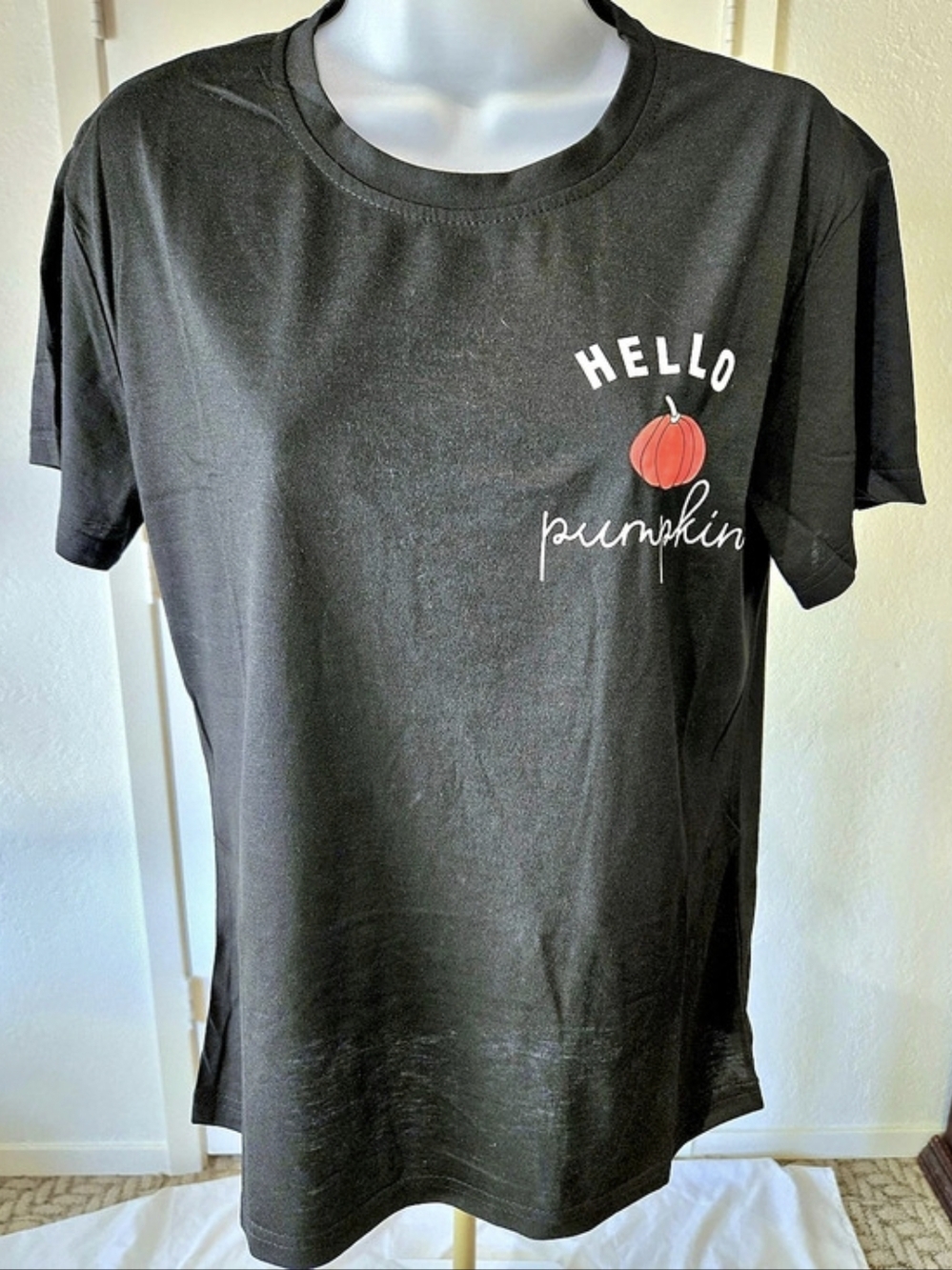 Hello Pumpkin Black Graphic Tee NEW